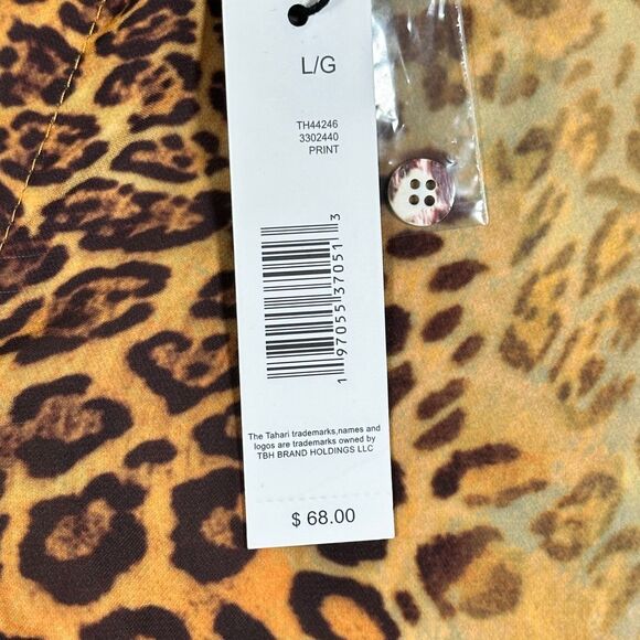 TAHARI Animal Print Dress Shirt Leopard Cheetah Print Womens L NWT - Picture 4 of 9